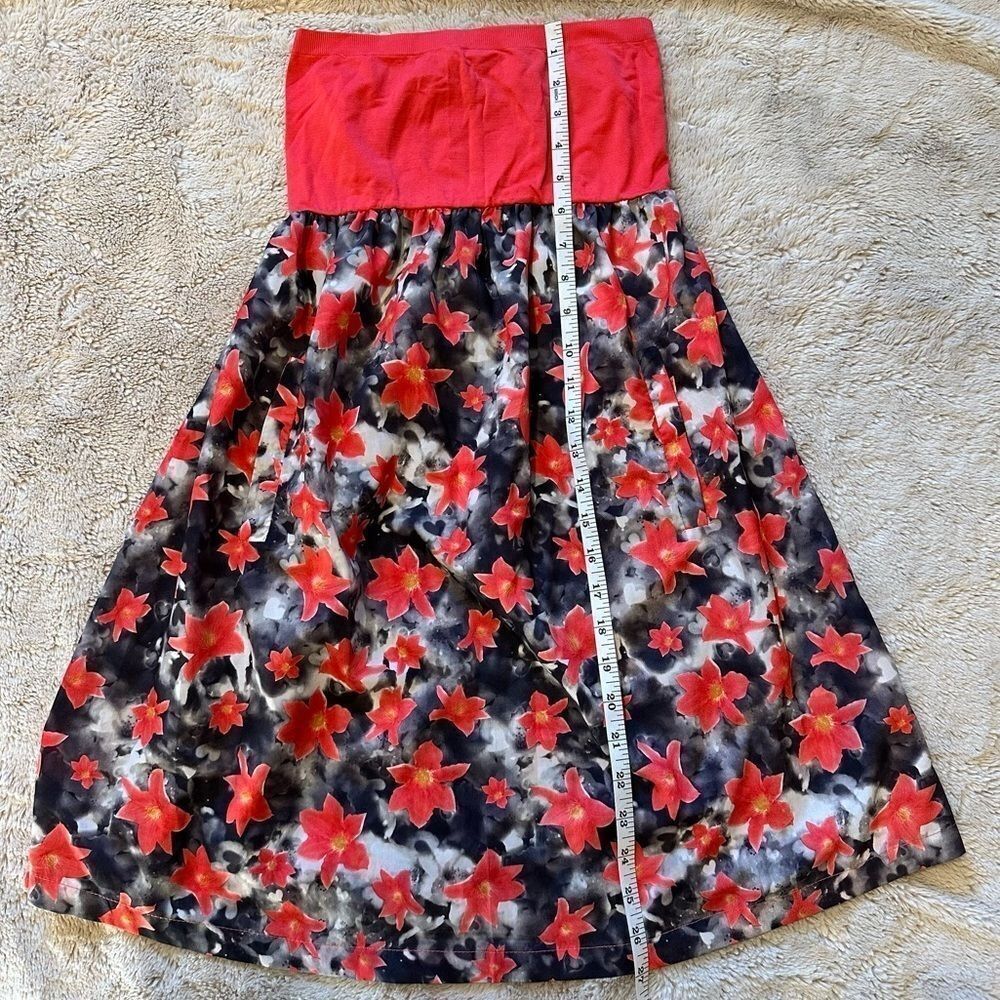 Strapless Red Floral Mini Dress - Picture 6 of 7
